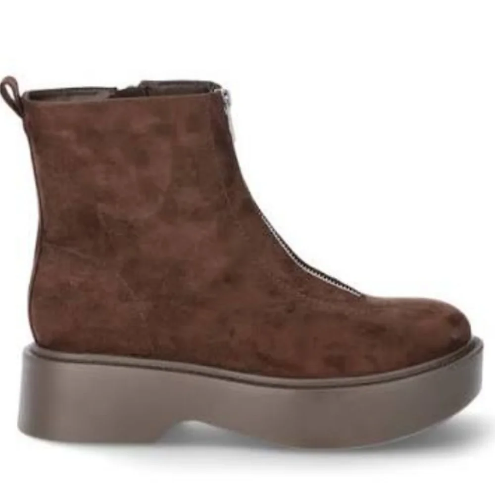 Ankle Boot Suede Womens 7.5 Zipper Platform Booties Shoes Leather